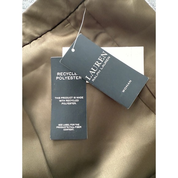 Lauren Ralph Lauren Charmeuse Pleated Satin Wide Leg Pants Olive Green Plus 22W - Picture 7 of 9